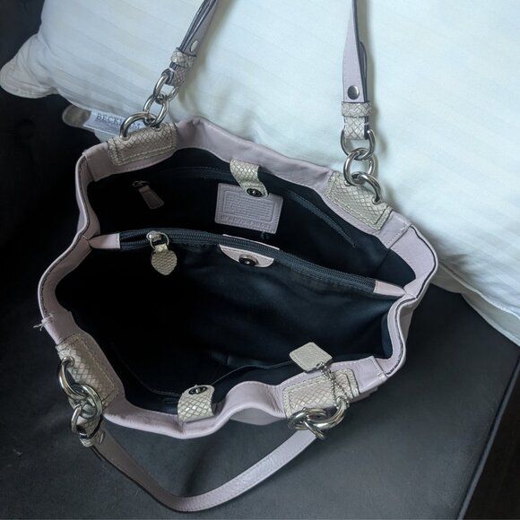 Coach Penelope Satchel Shoulder Bag – Lilac Leather w/ Exotic Trim - Picture 10 of 13